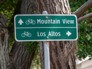 Trail sign for mountain view and Los Altos