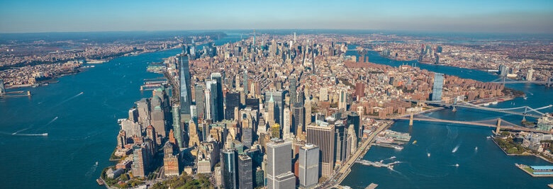 Aerial view to New York City Skyline